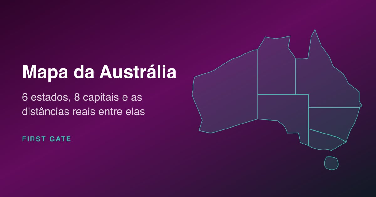 Mapa da Austrália: os 6 estados, as capitais e as distâncias reais